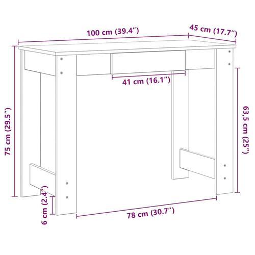 Skrivebord 100x45x75 cm konstrueret træ antikt træ