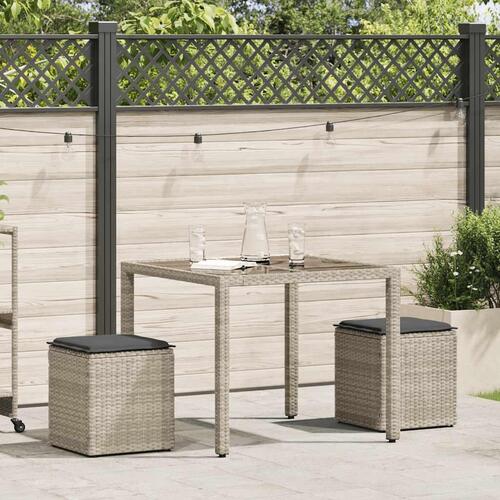 Havestole med hynder 2 stk. 40x40x43 cm polyrattan lysegrå