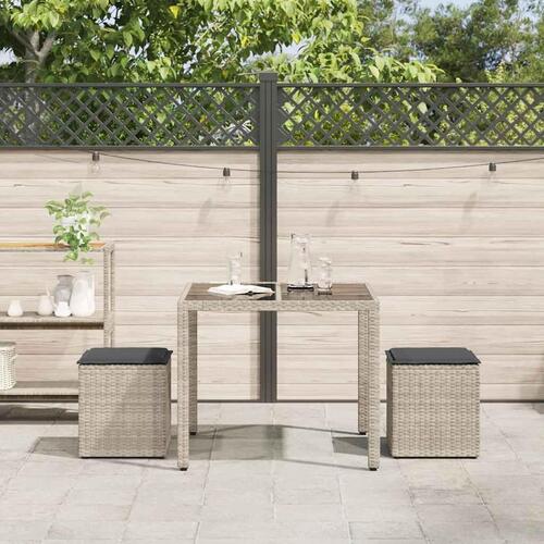 Havestole med hynder 2 stk. 40x40x43 cm polyrattan lysegrå