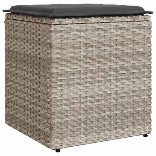 Havestole med hynder 2 stk. 40x40x43 cm polyrattan lysegrå
