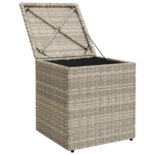 Havestole med hynder 2 stk. 40x40x43 cm polyrattan lysegrå