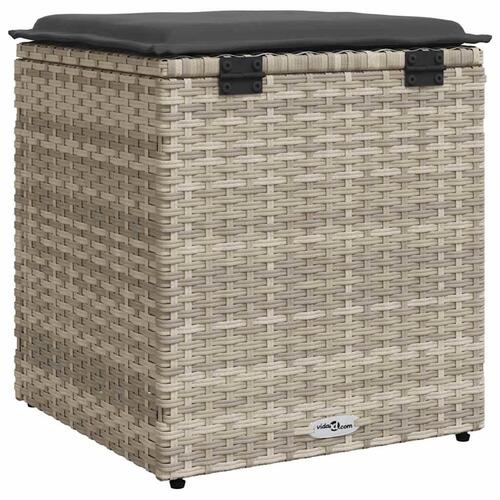 Havestole med hynder 2 stk. 40x40x43 cm polyrattan lysegrå