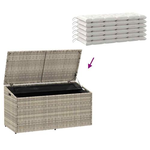 Opbevaringskasse til haven 110x50x58 cm polyrattan lysegrå