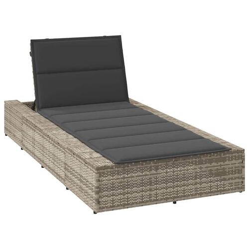 Solseng med flydende hynde polyrattan lysegrå