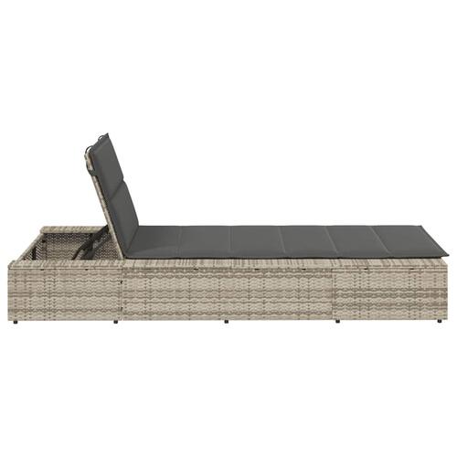 Solseng med flydende hynde polyrattan lysegrå