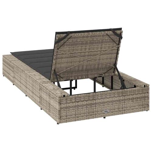 Solseng med flydende hynde polyrattan lysegrå