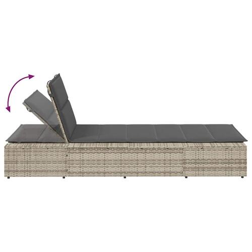 Solseng med flydende hynde polyrattan lysegrå