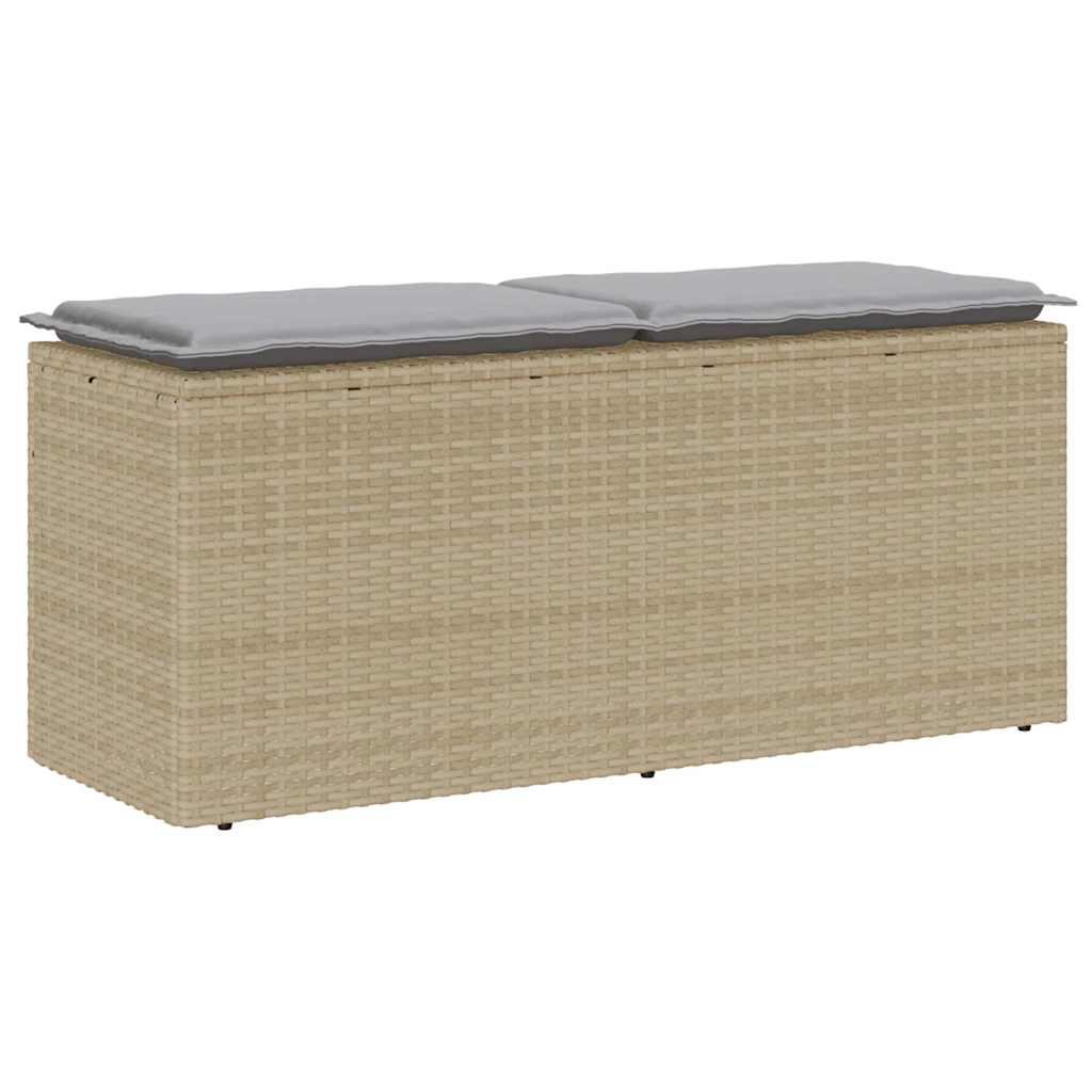 Havebænk Med Hynde 110X40X44 Cm Polyrattan - beige og grå
