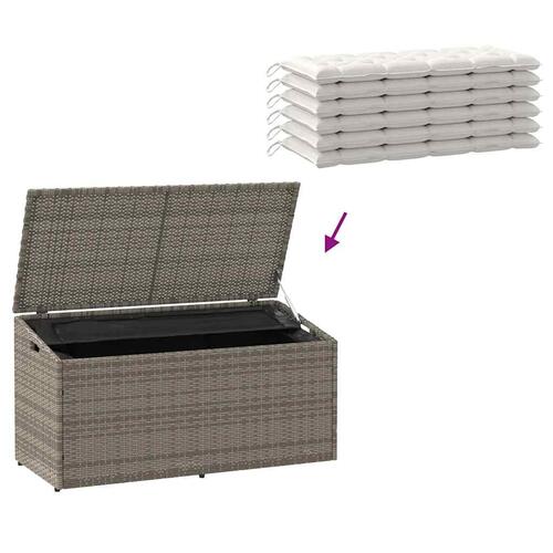Opbevaringskasse til haven 110x50x58 cm polyrattan grå
