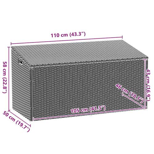 Opbevaringskasse til haven 110x50x58 cm polyrattan grå
