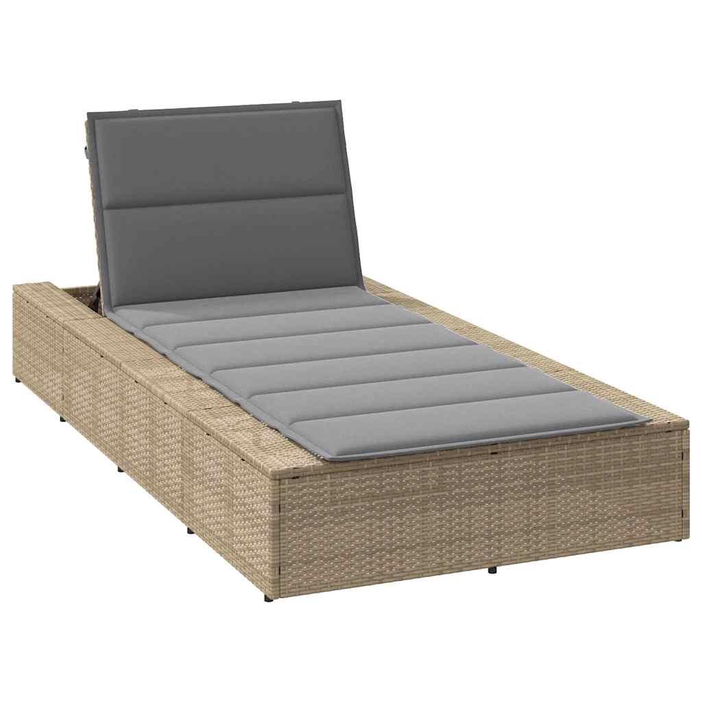 Solseng med flydende hynde polyrattan beige