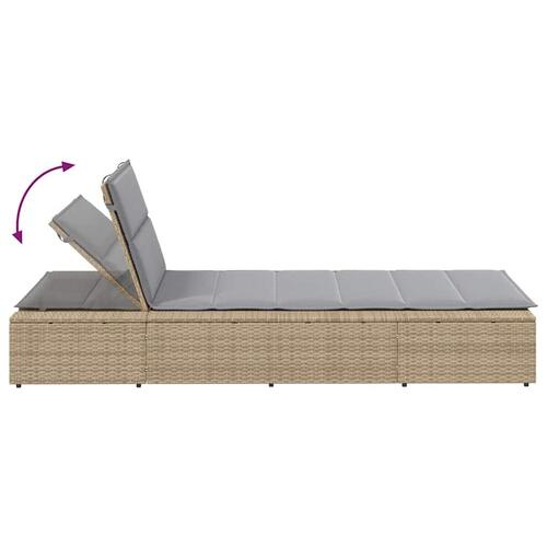 Solseng med flydende hynde polyrattan beige