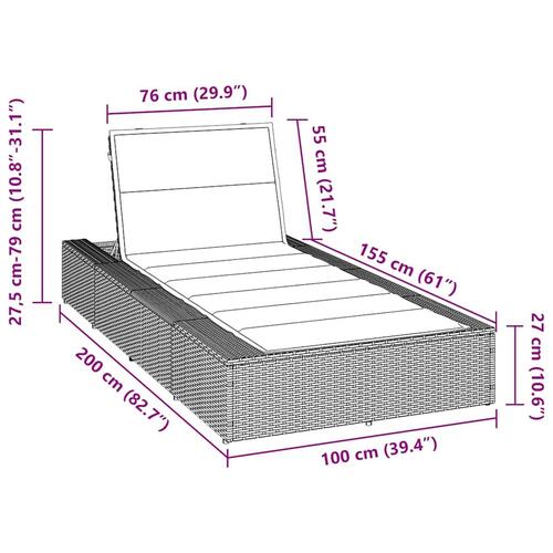 Solseng med flydende hynde polyrattan beige