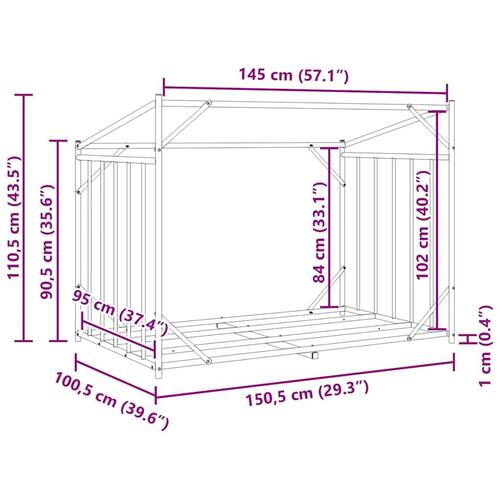 Brændestativ med regnslag 150,5x100,5x110,5cm galvaniseret stål