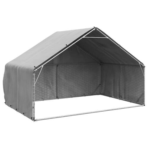 Udendørs hundegård med overdækning 3x2x1,9 m galvaniseret stål