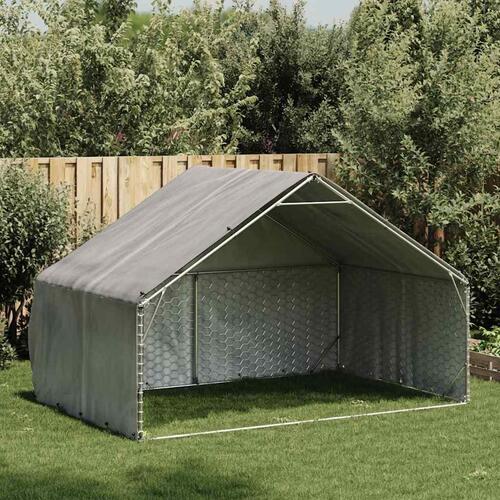 Udendørs hundegård med overdækning 3x2x1,9 m galvaniseret stål