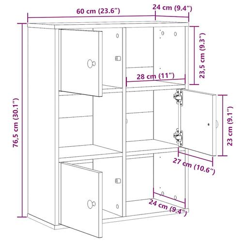 Bogreol 60x24x76,5 cm konstrueret træ sonoma-eg