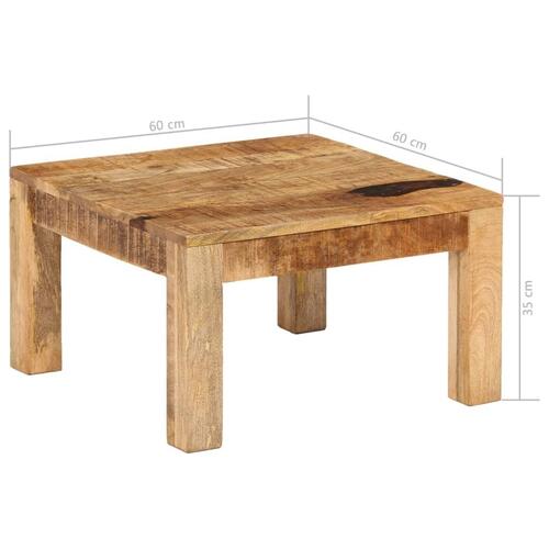 Sofabord massivt mangotræ 60 x 60 x 35 cm