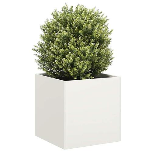 Plantekasse 40x40x40 cm koldvalset stål hvid