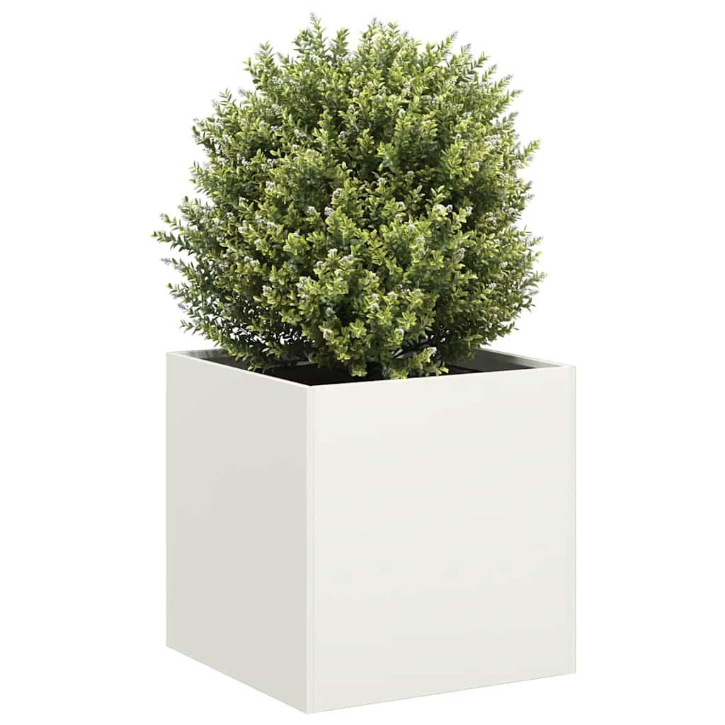 Plantekasse 40x40x40 cm koldvalset stål hvid