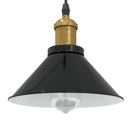 Pendellampe højdejusterbar E27 Ø 22 cm metal glans sort