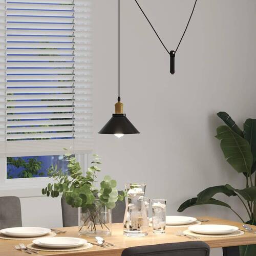 Pendellampe højdejusterbar E27 Ø 22 cm metal glans sort