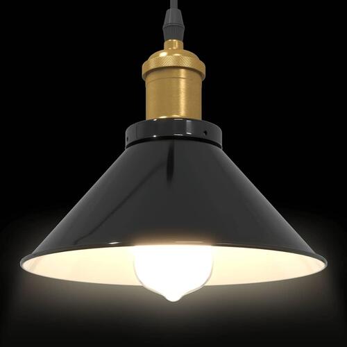 Pendellampe højdejusterbar E27 Ø 22 cm metal glans sort
