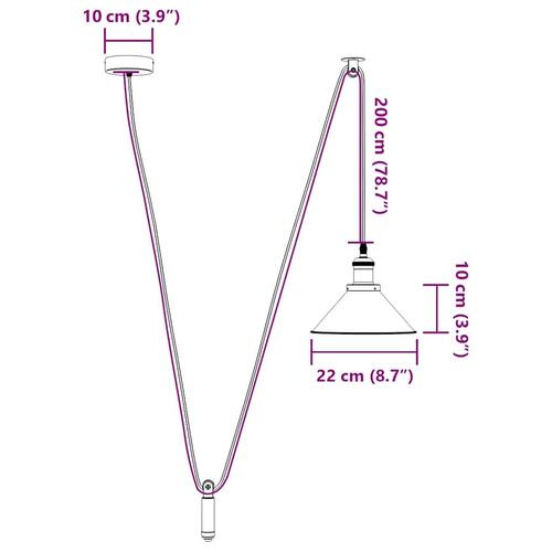 Pendellampe højdejusterbar E27 Ø 22 cm metal glans sort