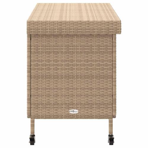 Opbevaringsboks med hjul 110x55x73 cm polyrattan beige