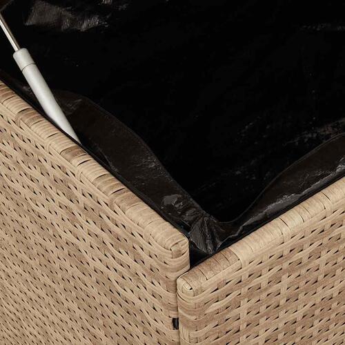 Opbevaringsboks med hjul 110x55x73 cm polyrattan beige