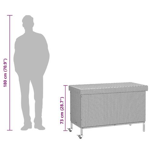 Opbevaringsboks med hjul 110x55x73 cm polyrattan beige