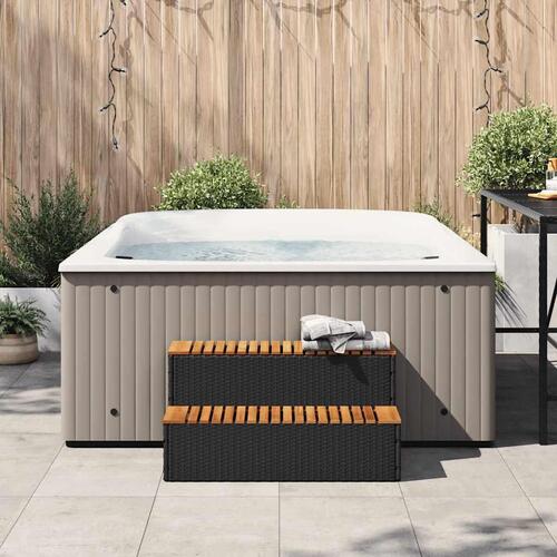 Spakant 100x50x50,5 cm polyrattan og massivt akacietræ sort