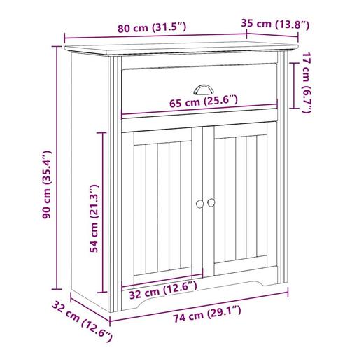 Gangskab BODO 80x35x90 cm hvid og brun