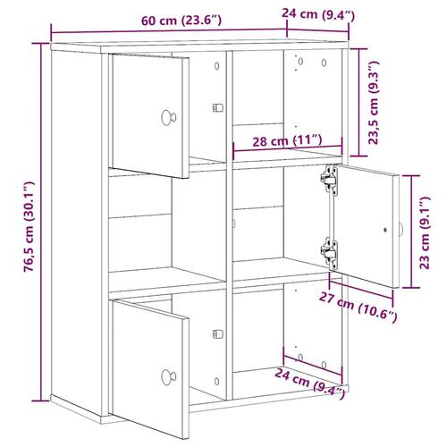 Bogreol 60x24x76,5 cm konstrueret træ antikt træ