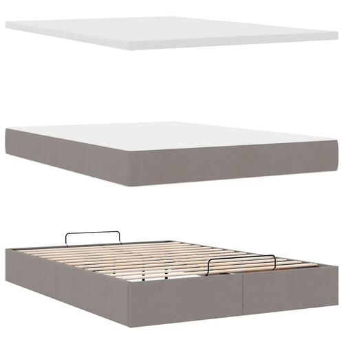 Osmannisk sengeramme med madras 140x200 cm stof gråbrun