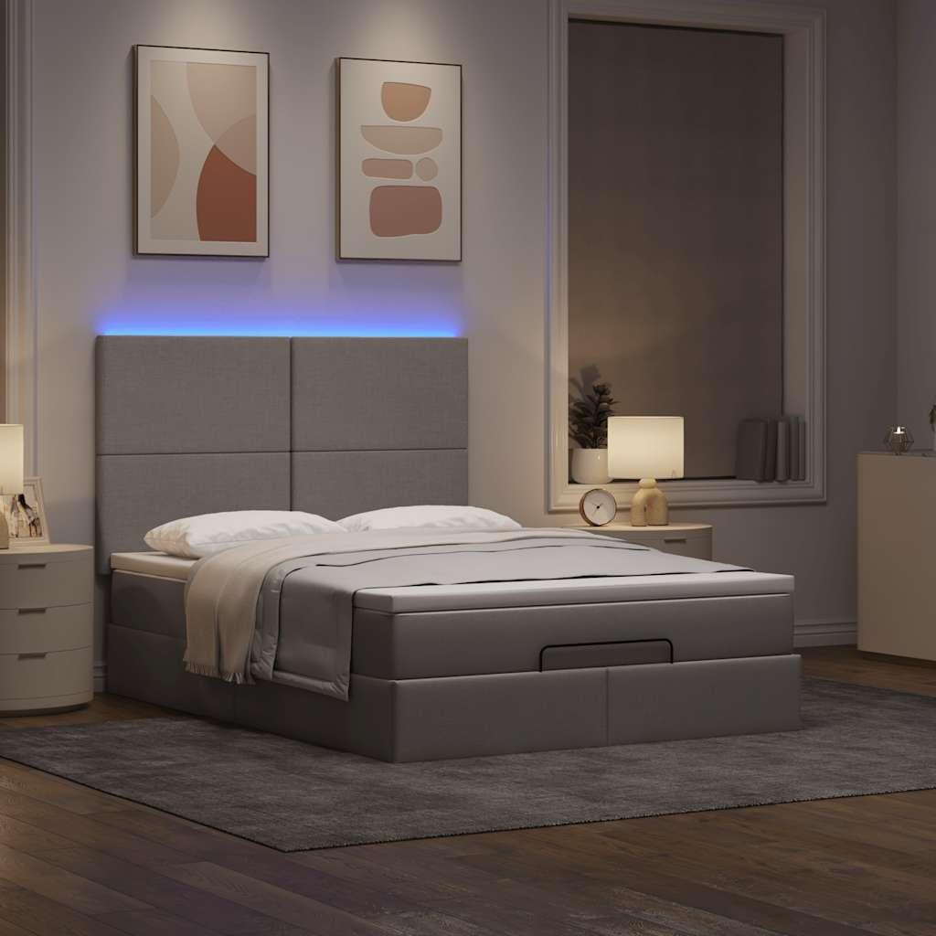 Osmannisk sengeramme med madras 140x200 cm stof gråbrun