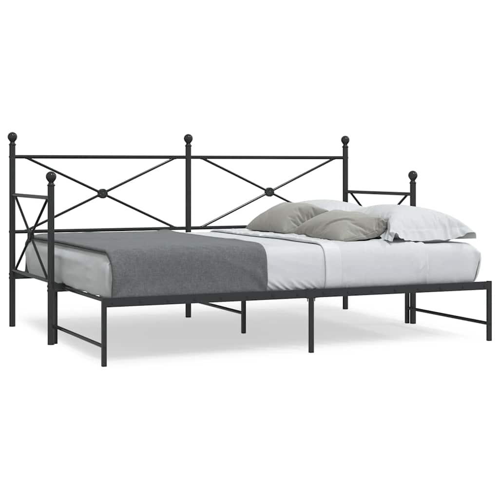 Daybed med udtræk uden madras 90x200 cm stål sort billede