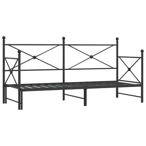 Daybed med udtræk uden madras 90x200 cm stål sort
