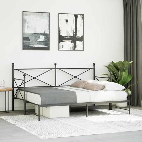 Daybed med udtræk uden madras 90x200 cm stål sort