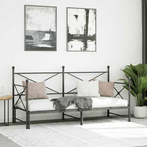 Daybed med udtræk uden madras 90x200 cm stål sort