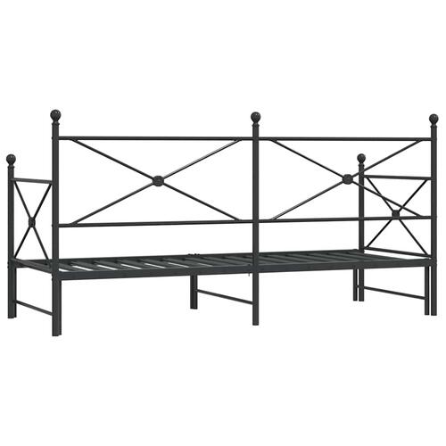 Daybed med udtræk uden madras 90x200 cm stål sort