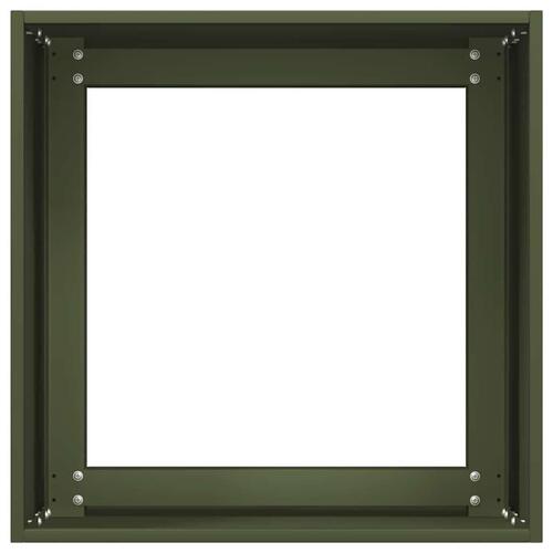 Plantekasse 40x40x40 cm koldvalset stål olivengrøn