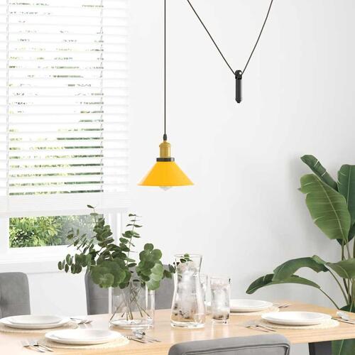 Pendellampe højdejusterbar E27 Ø 22 cm metal glans gul
