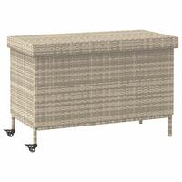 Opbevaringsboks med hjul 110x55x73 cm polyrattan lysegrå