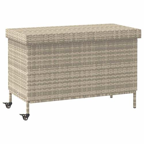 Opbevaringsboks med hjul 110x55x73 cm polyrattan lysegrå