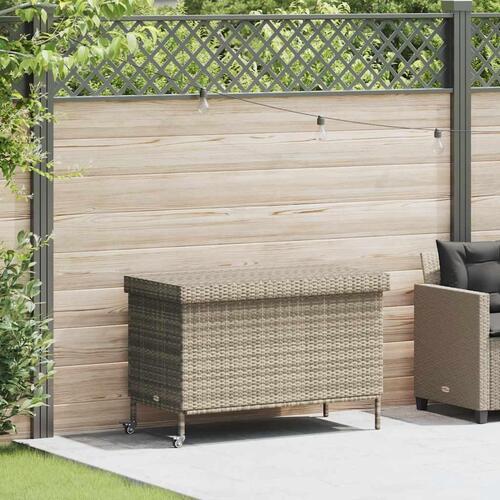Opbevaringsboks med hjul 110x55x73 cm polyrattan lysegrå