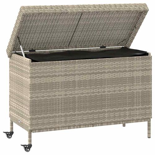Opbevaringsboks med hjul 110x55x73 cm polyrattan lysegrå