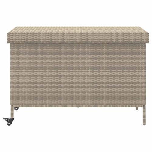 Opbevaringsboks med hjul 110x55x73 cm polyrattan lysegrå