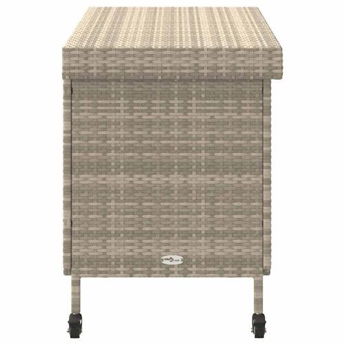 Opbevaringsboks med hjul 110x55x73 cm polyrattan lysegrå