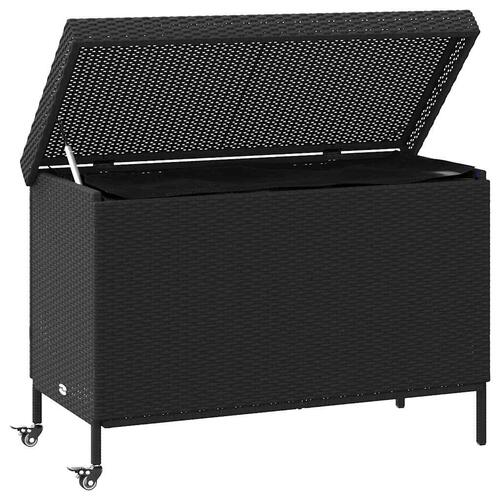 Opbevaringsboks med hjul 110x55x73 cm polyrattan sort